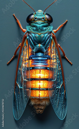 a colorful insect with a long antennae and a long body