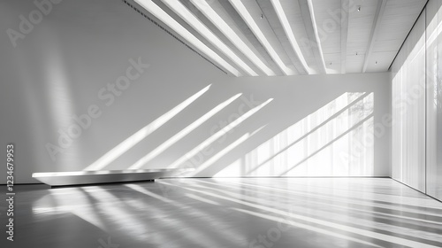 Elegant White Room Featuring Natural Light and Striking Shadow Patterns for Modern Interiors