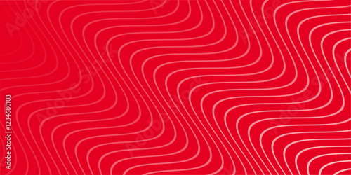 Abstract background with lines and waves. Medium banner size. Element for design. Vector background for brochure, booklet, flyer, poster. Red and white gradient. Love, Valentine's Day