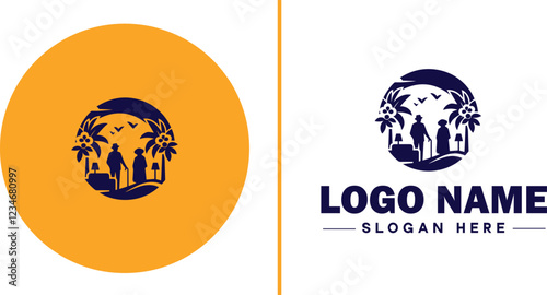 Retirement Community icon Senior living community Retirement village Senior community flat logo sign symbol editable vector