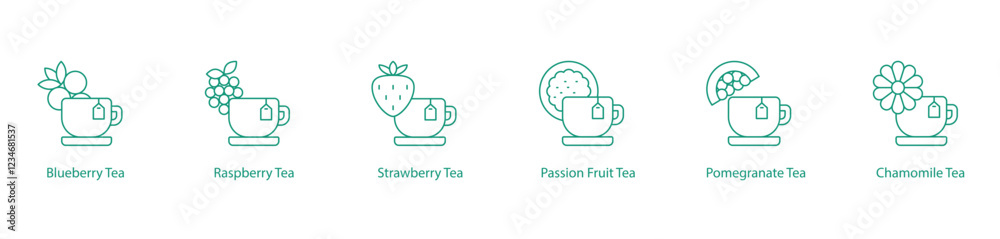 Berry and Fruity Tea Flavors - Vector Icons Berry and Fruity Tea Flavors - Vector Icons