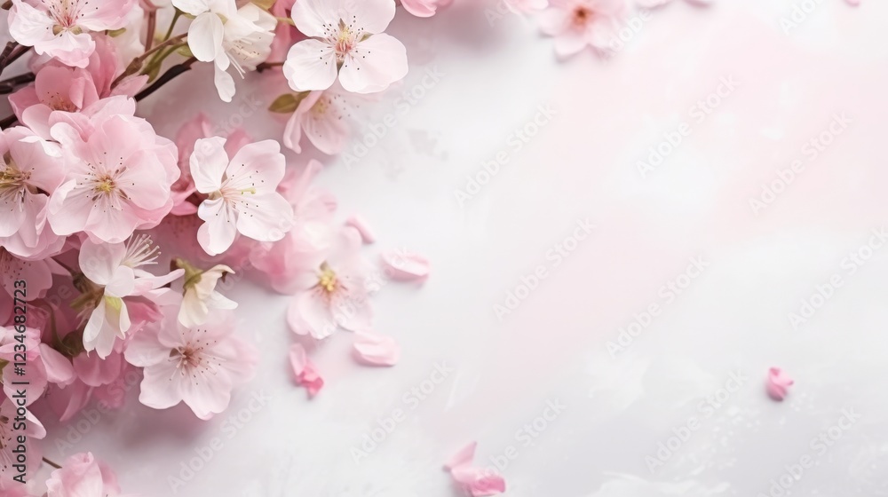 Fototapeta premium Beautiful Abstract Background of Pink Cherry Blossoms Perfect for Celebrating Mother's Day or Women's Day with Soft Pastel Hues and Elegant Design