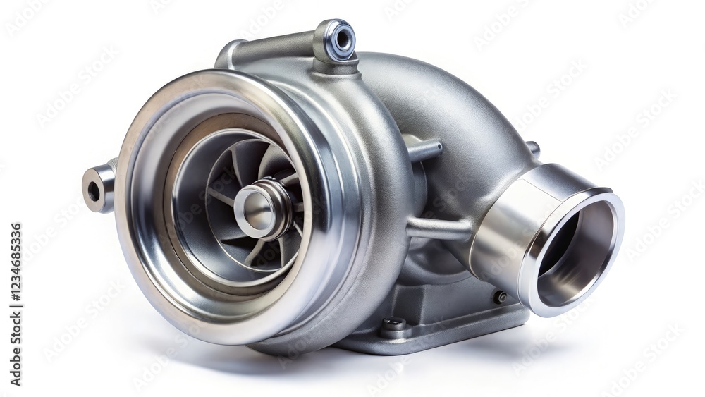 Turbocharger Displayed on a White Background for Clarity. Generative AI Turbocharger Displayed on a White Background for Clarity. Generative AI