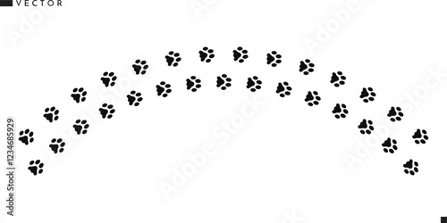 Cat paw print silhouette. Cute animal track. Pet paw print vector 