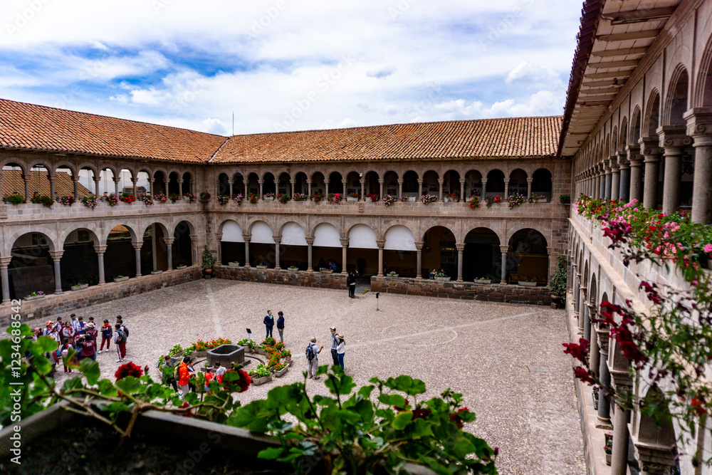 Obraz premium Ancient Inca Temple of the Sun Qoricancha with Colonial Santo Domingo Convent a Historic Landmark in Cusco Peru South America