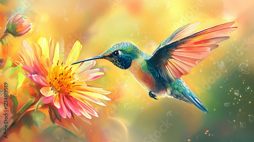 hummingbird and flower