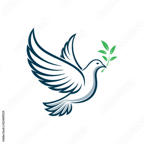 dove silhouette vector line art logo design