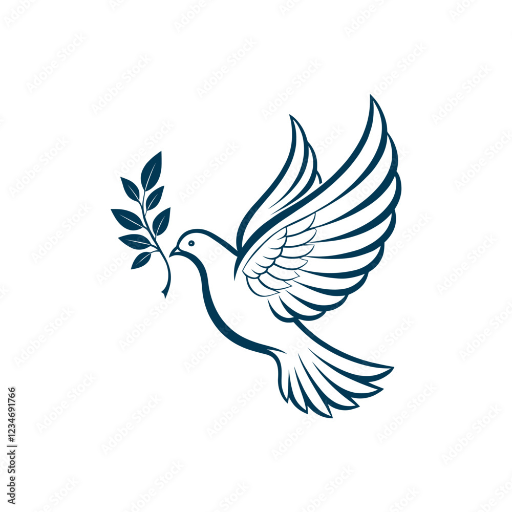 Obraz premium dove silhouette vector line art logo design