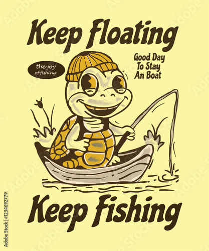 turtles boat fishing t-shirt design
