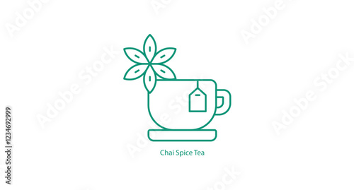 Chai Spice Tea Icon with Aromatic Spices and a Cup in Vector Style