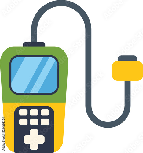 Icon of a medical device measuring blood pressure connected to a monitor showing results