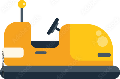 Simple illustration of a yellow bumper car, bringing to mind the fun and excitement of amusement park rides