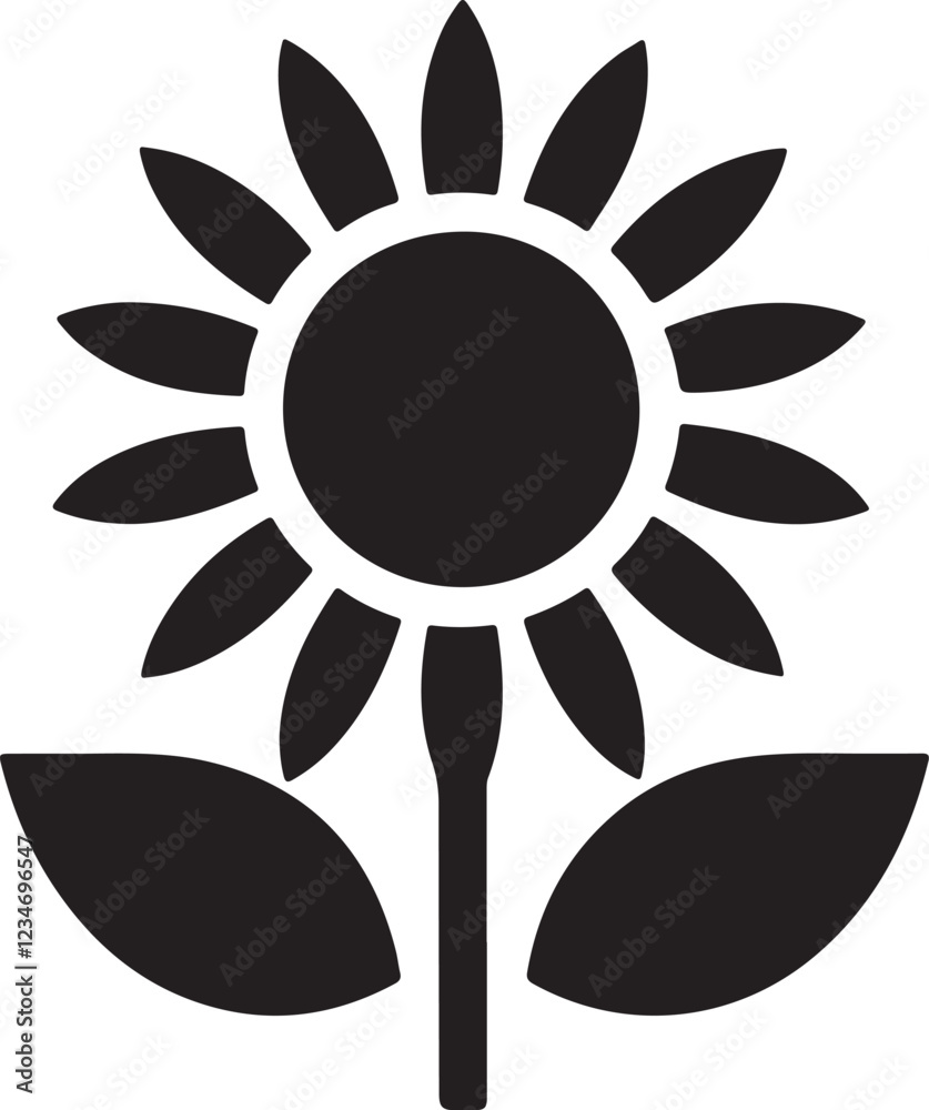 Fototapeta premium Sun flower silhouette illustration vector .