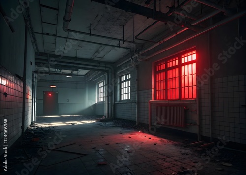 Sci-Fi Dark Maze with Greenish Radioactive Glow