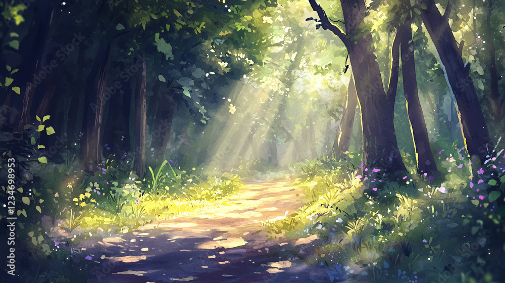 Obraz premium sun rays through the trees