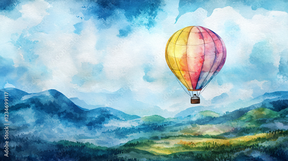 Fototapeta premium hot air balloon in the mountains