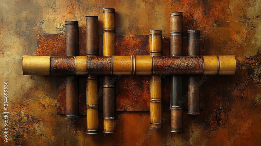 Bamboo and metal fusion displayed as a personalized gift wall hanging, surrounded by warm, earthy tones. Bamboo and metal fusion displayed as a personalized gift wall hanging, surrounded by warm, earthy tones.