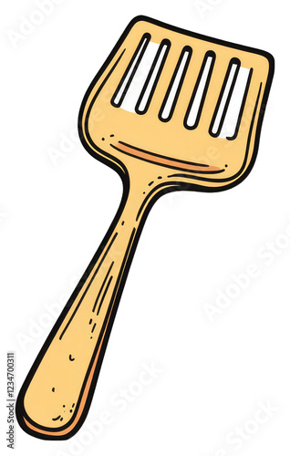 A Yellow Wooden Spatula Kitchen Utensil Illustration photo