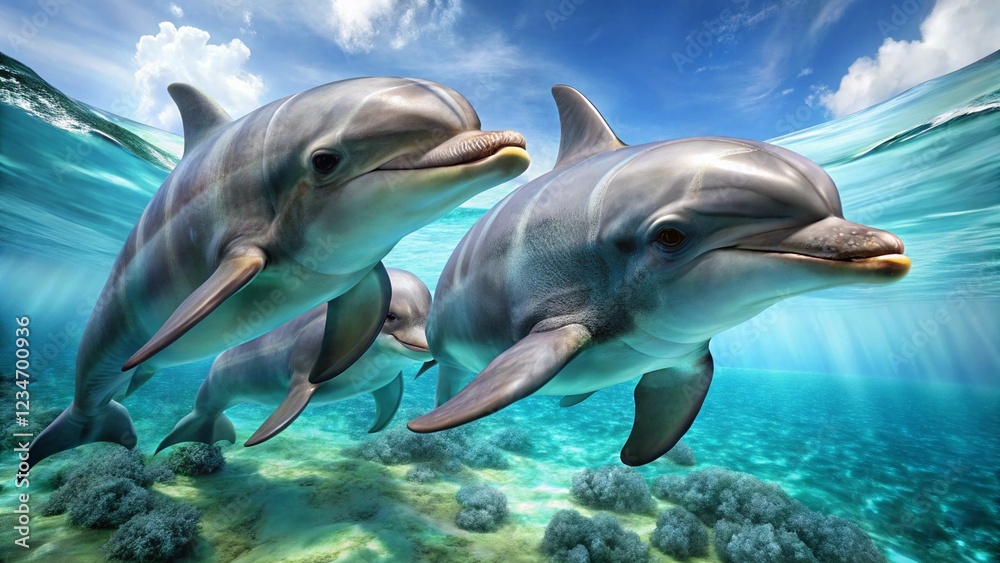 Obraz premium dolphin in blue water