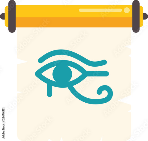 Ancient egyptian papyrus scroll depicting the eye of horus symbol, representing protection, health, and royal power