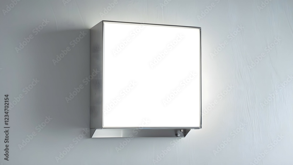 Obraz premium 3D rendering of a hanging white wall sign, square billboard, signboard on a gray background 