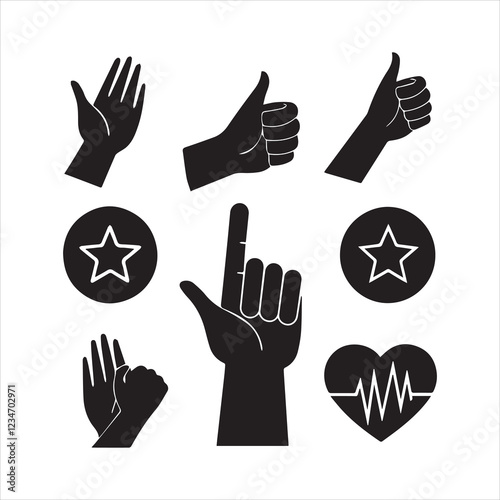 simple slap day icon silhouette bundle with white background.