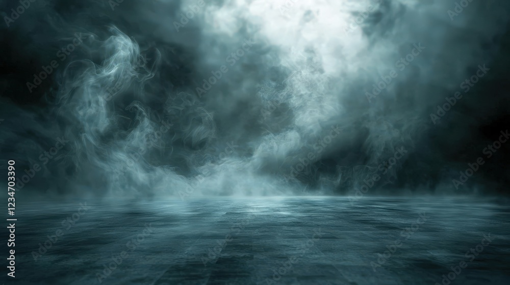 Dense fog rolling over a shadowy landscape, creating an eerie and mysterious atmosphere with deep blue and grey tones. Perfect for horror, thriller settings, and dramatic backgrounds. Dense fog rolling over a shadowy landscape, creating an eerie and mysterious atmosphere with deep blue and grey tones. Perfect for horror, thriller settings, and dramatic backgrounds.