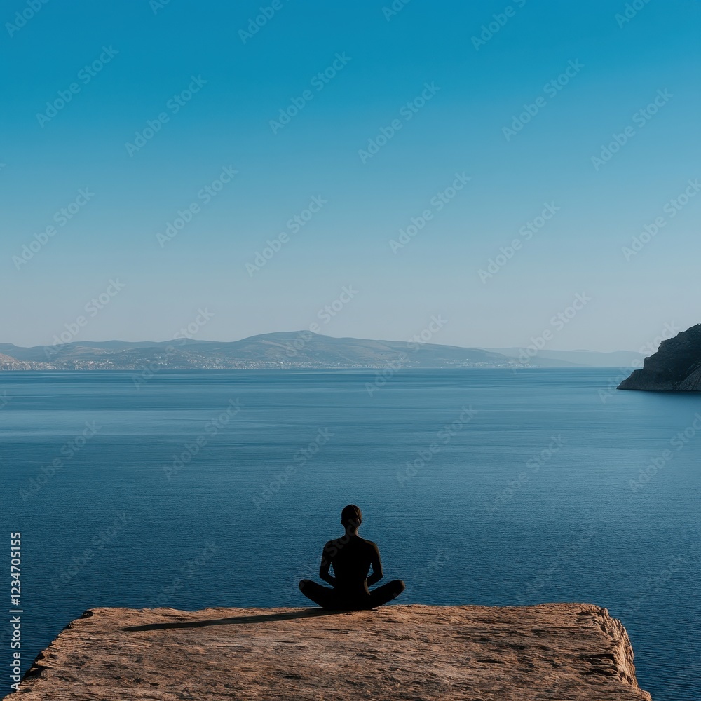 Peaceful Meditation by the Serene Ocean at Sunset Peaceful Meditation by the Serene Ocean at Sunset