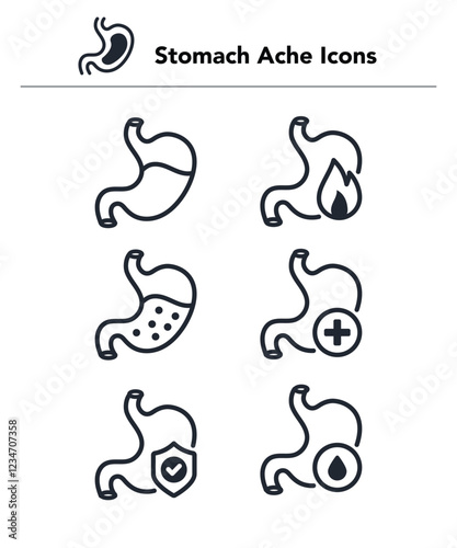 Stomach ache icons vector illustration
