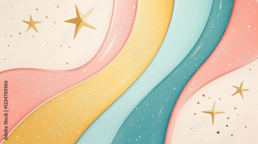 Fototapeta premium Colorful abstract design with stars art modern aesthetic soft pastel palette