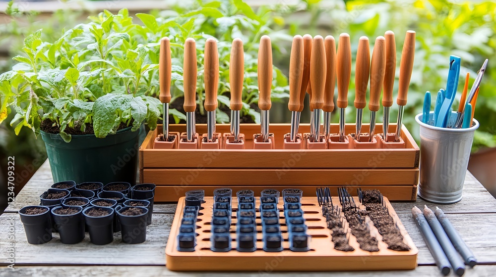Gardening Tools and Supplies on Propagation Station Table Gardening Tools and Supplies on Propagation Station Table