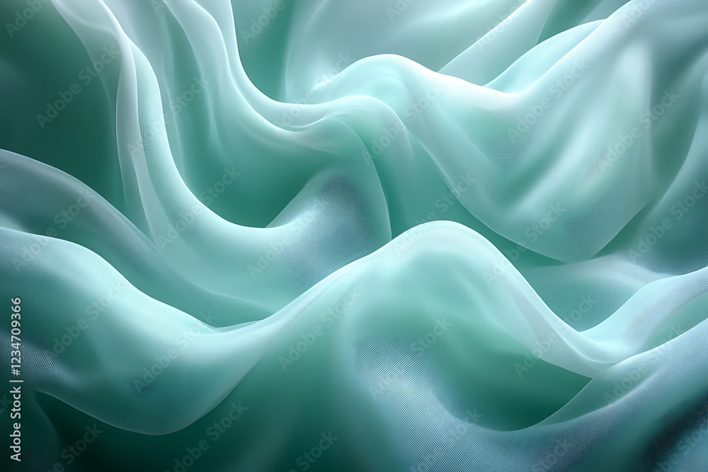 Obraz premium Abstract Draped Aqua Fabric Showing Soft Waves