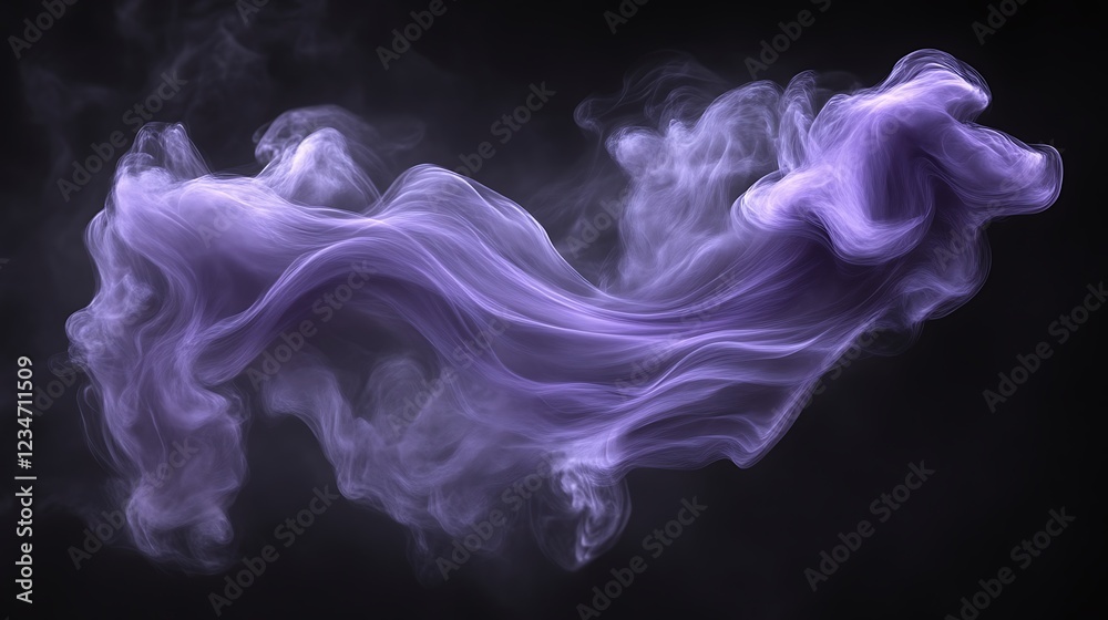 Fototapeta premium Abstract Lavender Smoke Swirling Design Against Dark Background