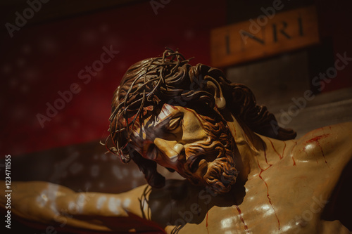 Fotografie Portrait of the face of Christ crucified on the cross.
