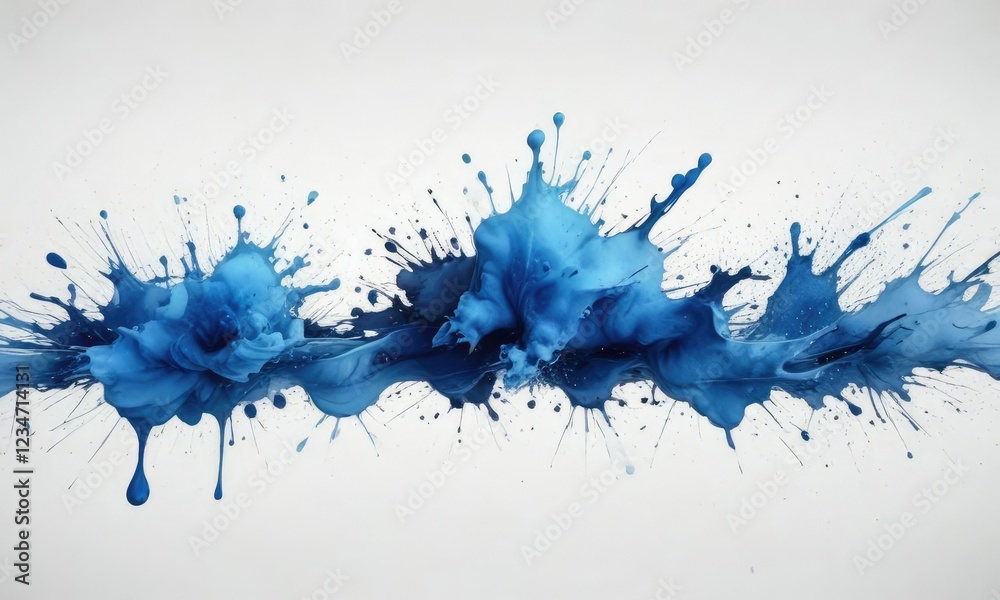 Fototapeta premium Abstract blue watercolor splash on white background, background, artistic