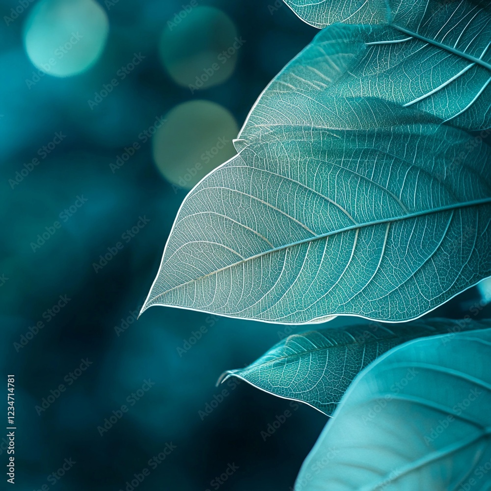 Obraz premium Close-up of delicate leaves showcasing intricate details in a lush, vibrant environment during daylight