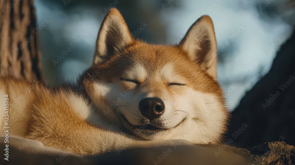 A tranquil, close-up image of a sleeping fox with a soft, fur coat, radiating peace amidst a natural background. A tranquil, close-up image of a sleeping fox with a soft, fur coat, radiating peace amidst a natural background.