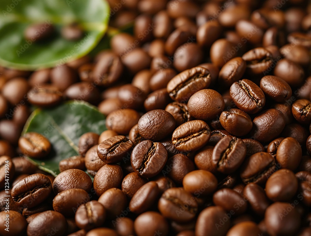 Fototapeta premium Coffee beans, high-detail macro photography