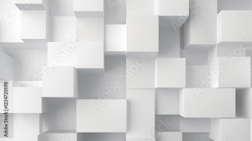 Wallpaper Mural Minimal Abstract Isometric White Cubes Background with Seamless Design for Modern and Creative Applications Torontodigital.ca