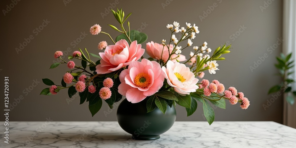 Fototapeta premium A bouquet of pink flowers in a vase