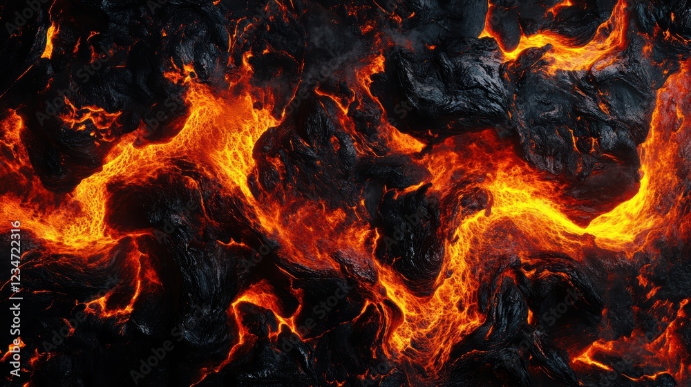Natural power aerial imagery of dynamic lava rivers in volcanic terrain Natural power aerial imagery of dynamic lava rivers in volcanic terrain