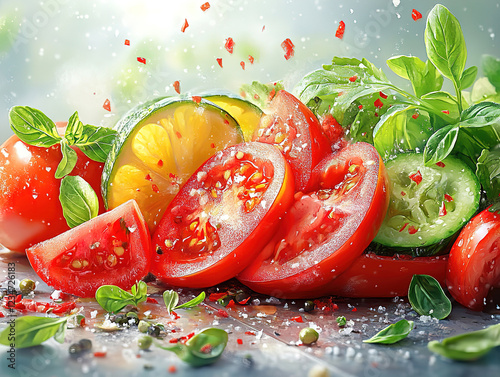 Slicing vegetables for a nutritious and tasty salad