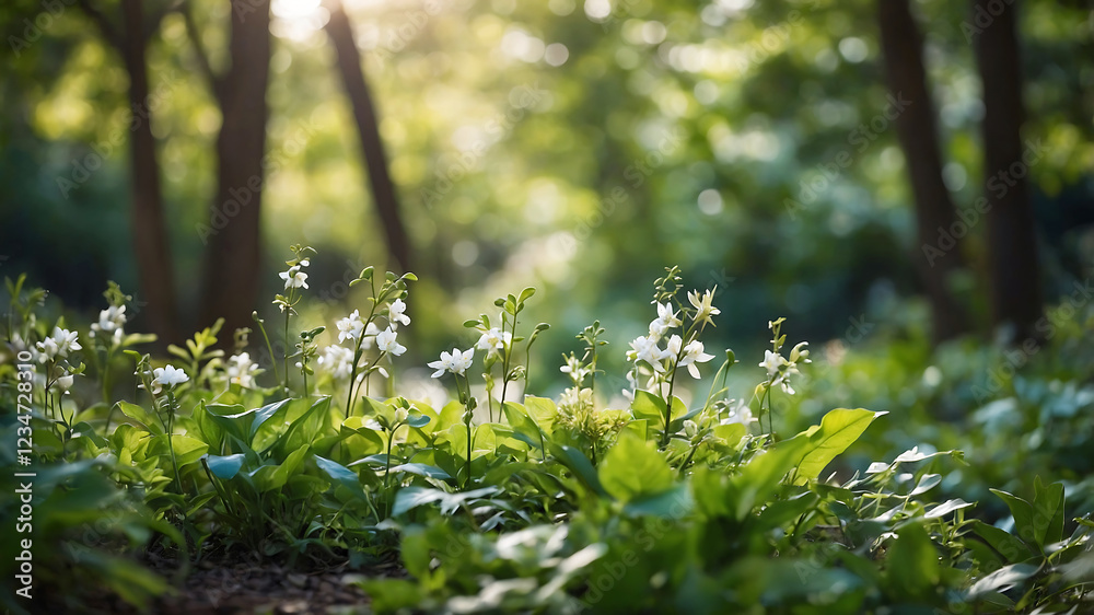 Beautiful natural spring forest green leaf view Beautiful natural spring forest green leaf view