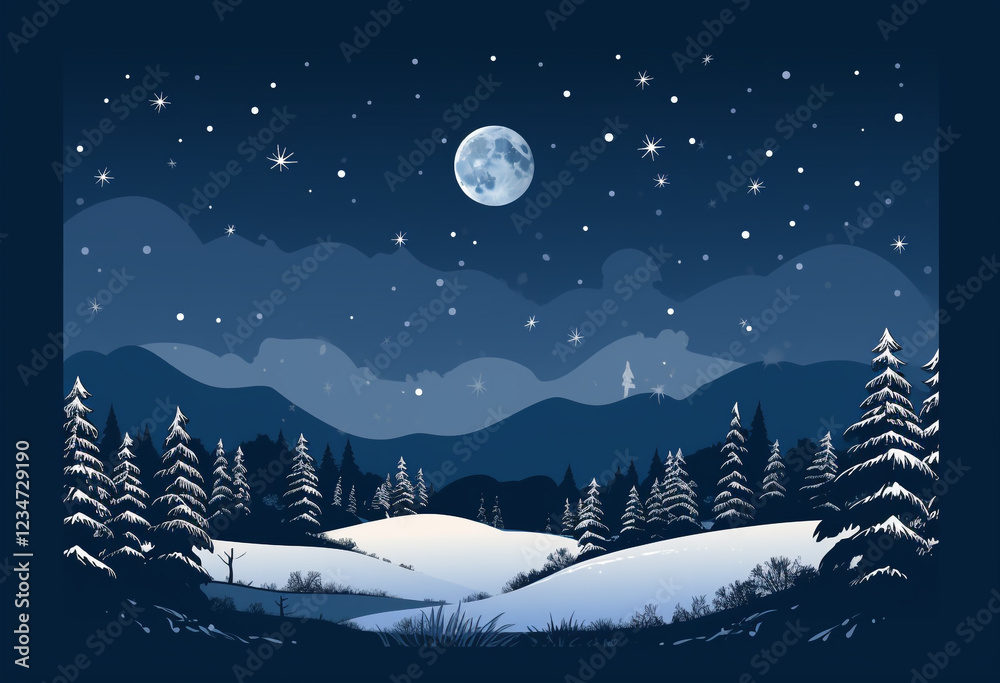 Fototapeta premium Night Sky Illuminated by a Full Moon