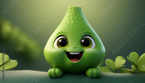 Cute 3D Wasabi Character, Green