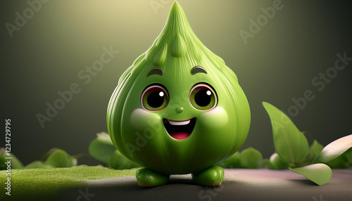 Cute 3D Wasabi Character, Green
