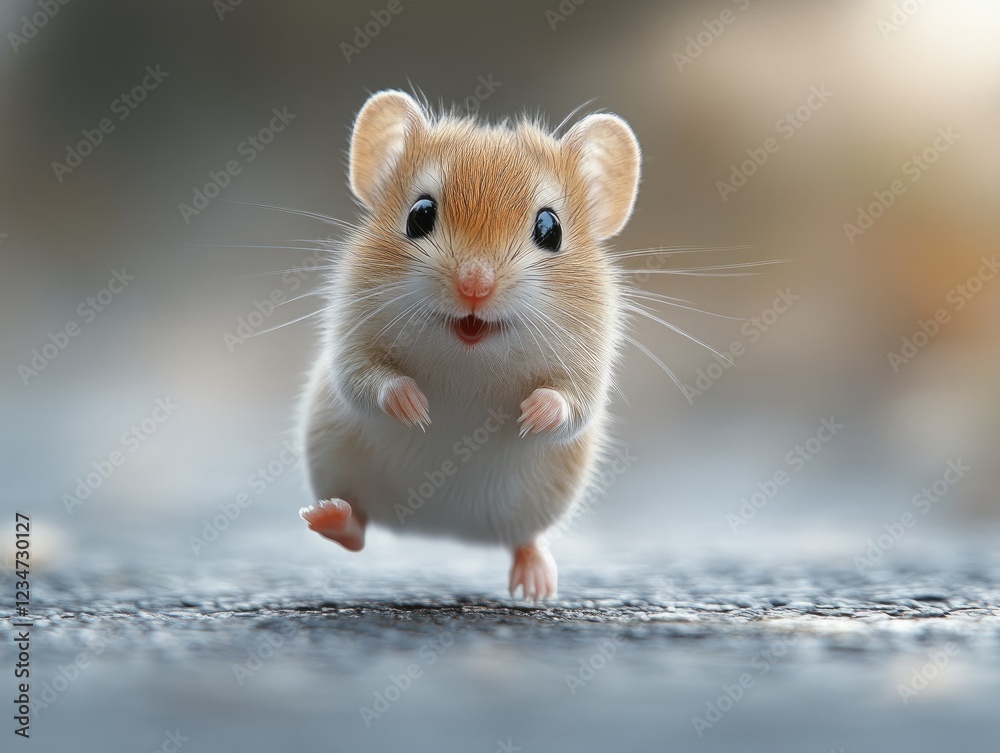 Adorable Small Rodent Standing on Two Feet with an Open Mouth, Closeup, Brown and White Fur Adorable Small Rodent Standing on Two Feet with an Open Mouth, Closeup, Brown and White Fur