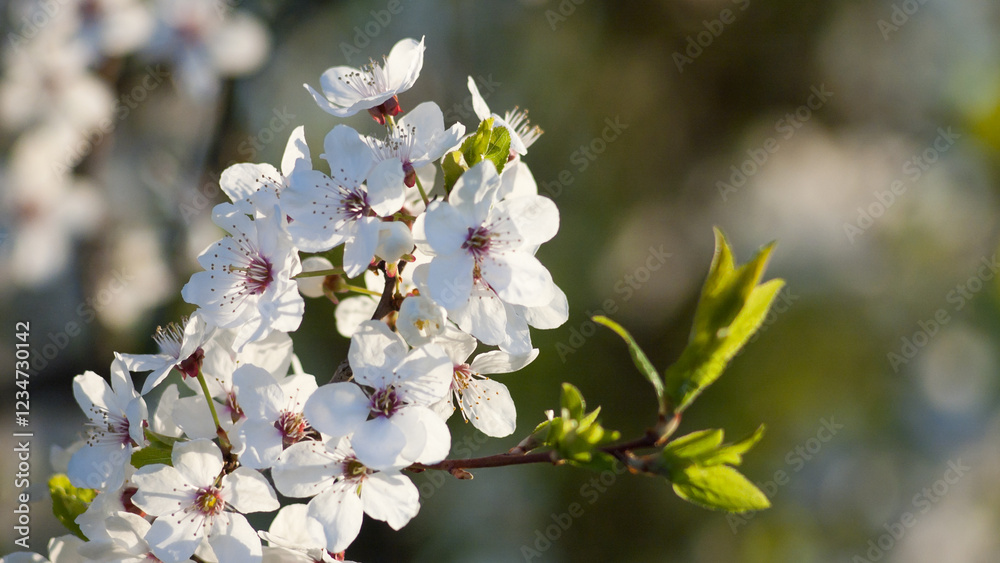 white flowers of a flowering tree in spring close up white flowers of a flowering tree in spring close up