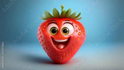 Cute 3D Strawberry Character with Whitespace – Fresh and Playful