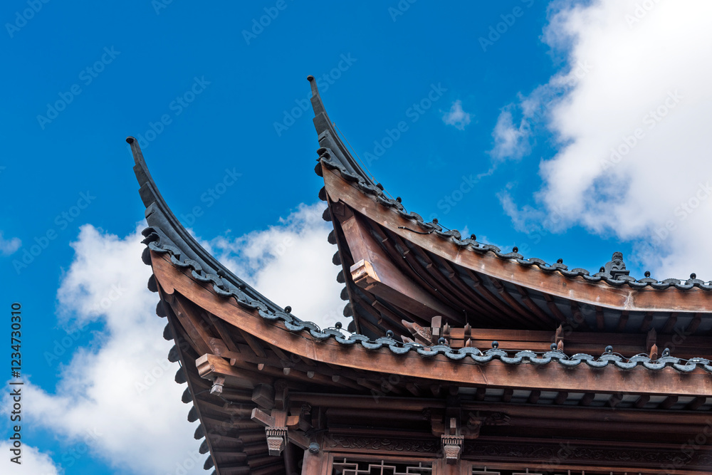 chinese temple roof with sky chinese temple roof with sky